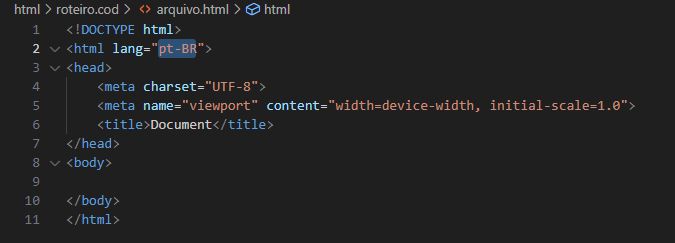 Alterando o idioma do HTML